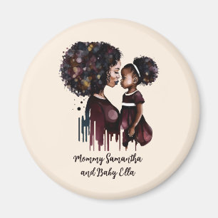 Personalized Black Mom and Daughter (4) Magnet