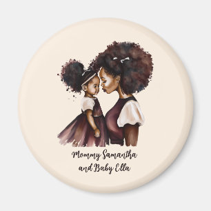 Personalized Black Mom and Daughter (5) Magnet