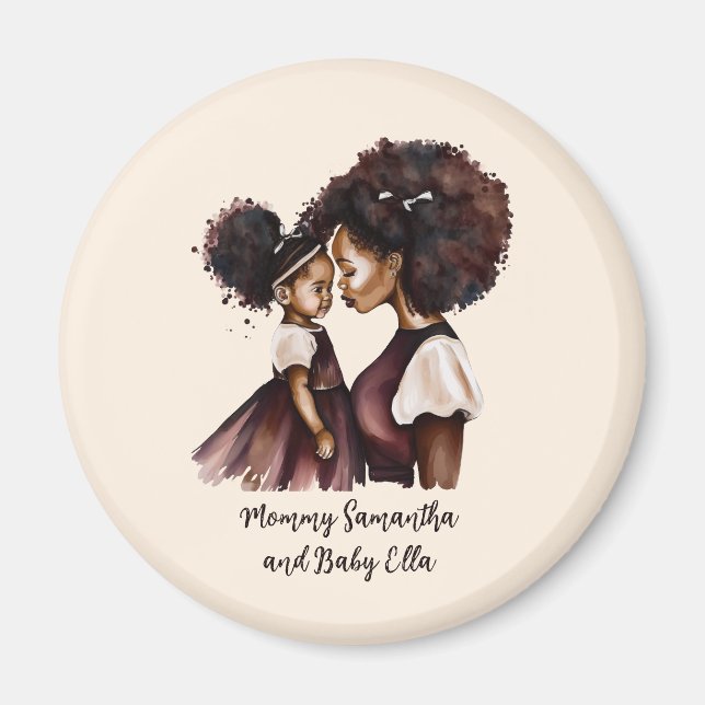 Personalized Black Mom and Daughter (5) Magnet (Front)