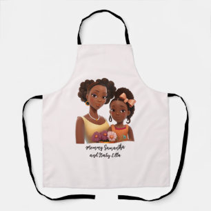 Personalized Black Mom and Daughter (7) Apron