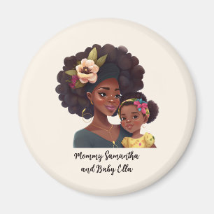 Personalized Black Mom and Daughter (8) Magnet