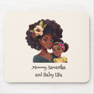 Personalized Black Mom and Daughter (8) Mouse Mat