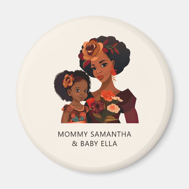 Personalized Black Mom and Daughter (9) Magnet (Front)