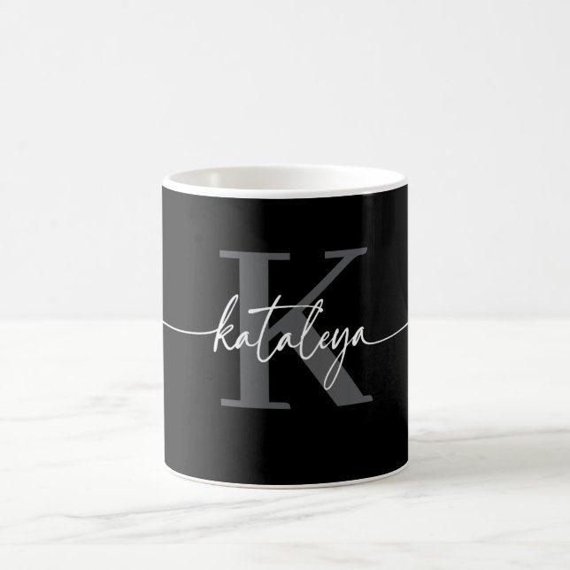 Personalized Black Monogram Coffee Mug with Name (Center)
