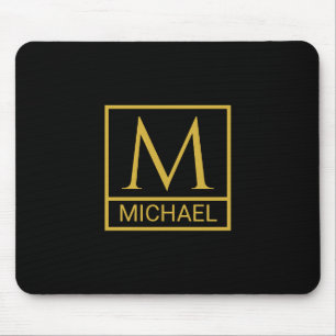 Personalized Black Mouse Pad with Initial & Name