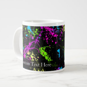 Personalized Black/Neon Splatter Large Coffee Mug
