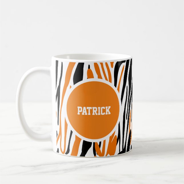 Personalized Black & Orange Animal Print Mug (Left)