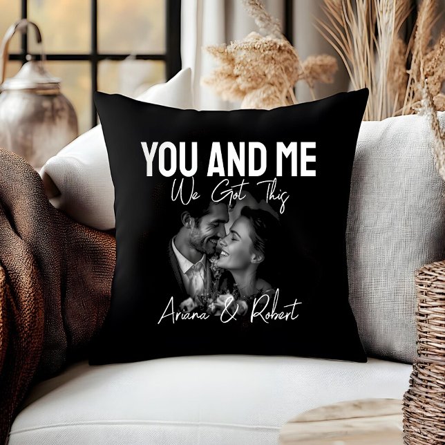 Personalized Black Photo Couple 'You and Me'  Cushion (Creator Uploaded)