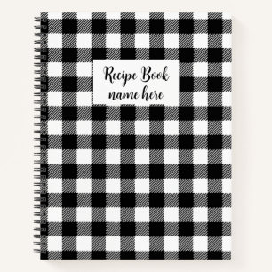 Personalized Black Plaid Recipe Book