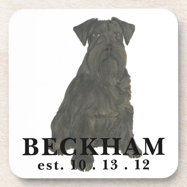 Personalized Black Schnauzer Coaster (Front)