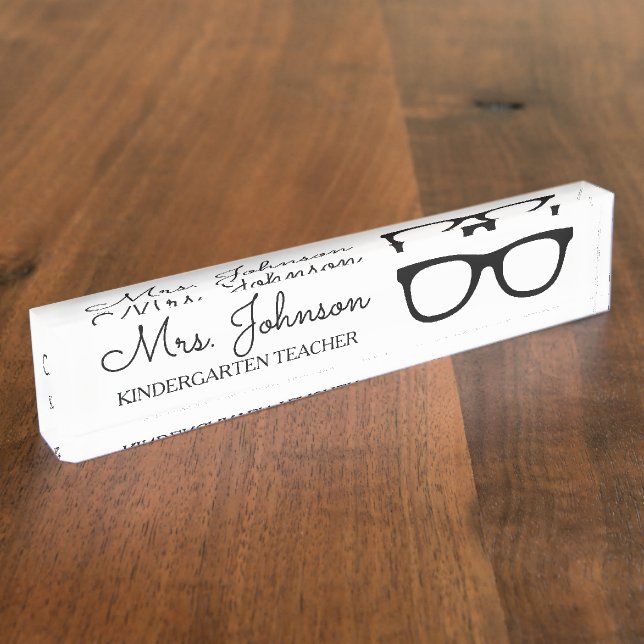 Personalized black school teacher glasses nameplate (Side)