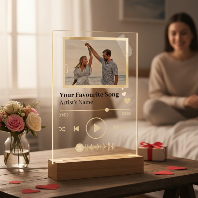 Personalized Black Spotify Music Photo Plaque  Acrylic Sign (Personalized Song Code Romantic LED Night Light Acrylic Sign)