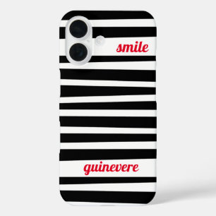Personalized Black Stripes smile iPhone 16 Case
