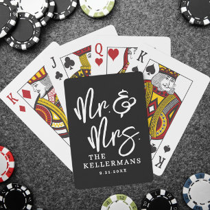 Personalized Black Wedding Playing Cards