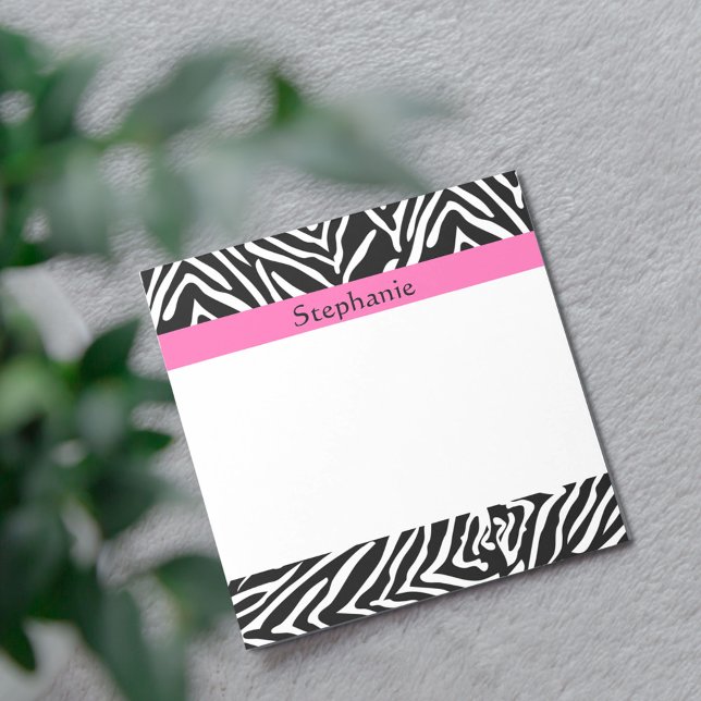 Personalized Black, White and Hot Pink Zebra Print Notepad (Creator Uploaded)
