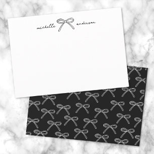 Personalized Black White Bow Name Card