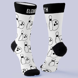 Personalized Black & White Bowling Socks w/ Name