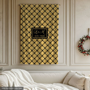 Personalized Blanket Black Gold Modern Wedding Gif