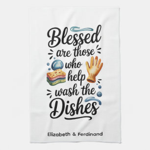 Personalized Blessed are Those who Help Wash Tea Towel