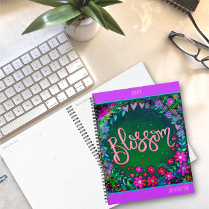 Personalized ‘Blossom’ Inspiring Green Floral Planner