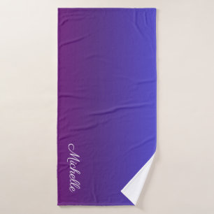 Personalized blue and purple ombre bath towel