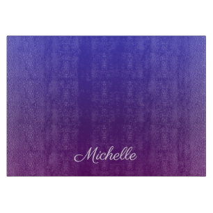 Personalized blue and purple ombre cutting board
