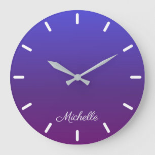 Personalized blue and purple ombre large clock