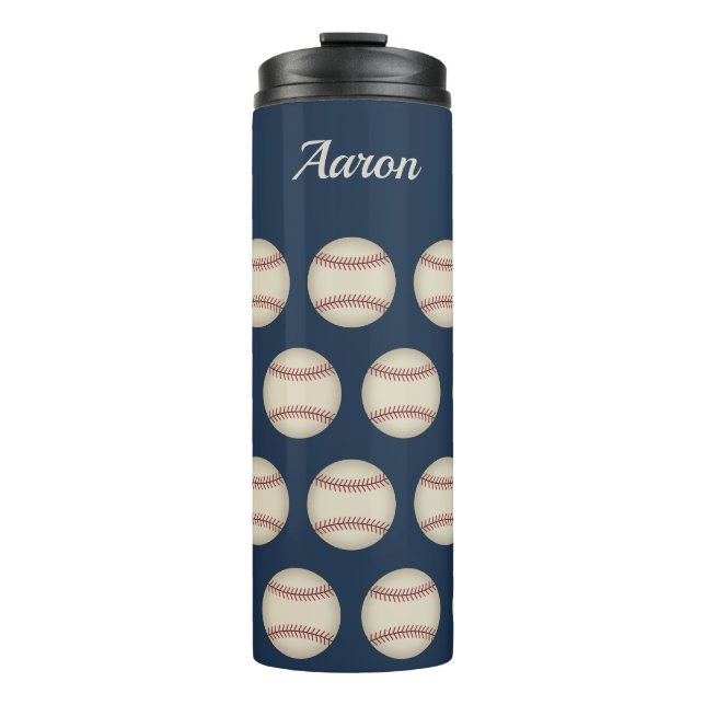 Personalized Blue Baseball Thermal Tumbler Gift (Front)