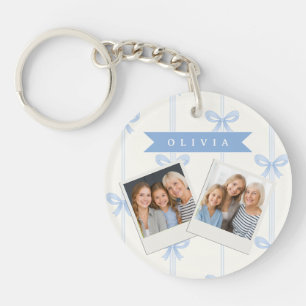 Personalized Blue Bow Coquette Name Aesthetic Key Ring