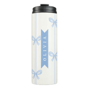 Personalized Blue Bow Coquette Name Aesthetic Thermal Tumbler