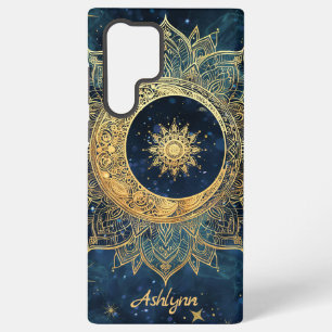 Personalized Blue Celestial Gold Sun Moon Mandala Samsung Galaxy Case