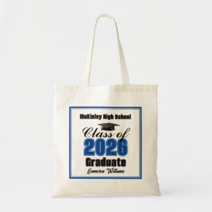 Personalized Blue Class of 2026 Graduation Party Tote Bag
