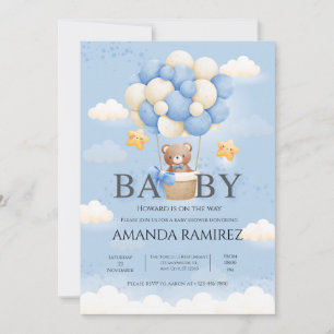 Personalized Blue & Cream Elephant Baby Shower Invitation