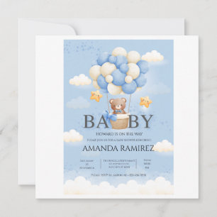 Personalized Blue & Cream Elephant Baby Shower Thank You Card