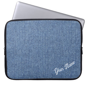 PERSONALIZED BLUE DENIM PATTERN LAPTOP SLEEVE