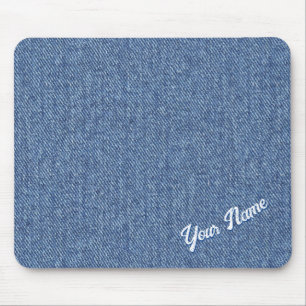 PERSONALIZED BLUE DENIM PATTERN MOUSE MAT
