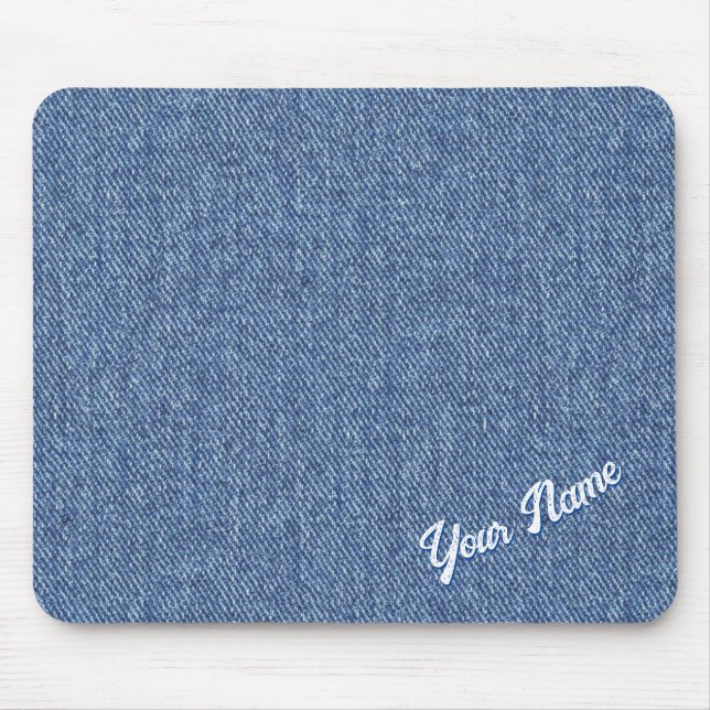 PERSONALIZED BLUE DENIM PATTERN MOUSE MAT (Front)