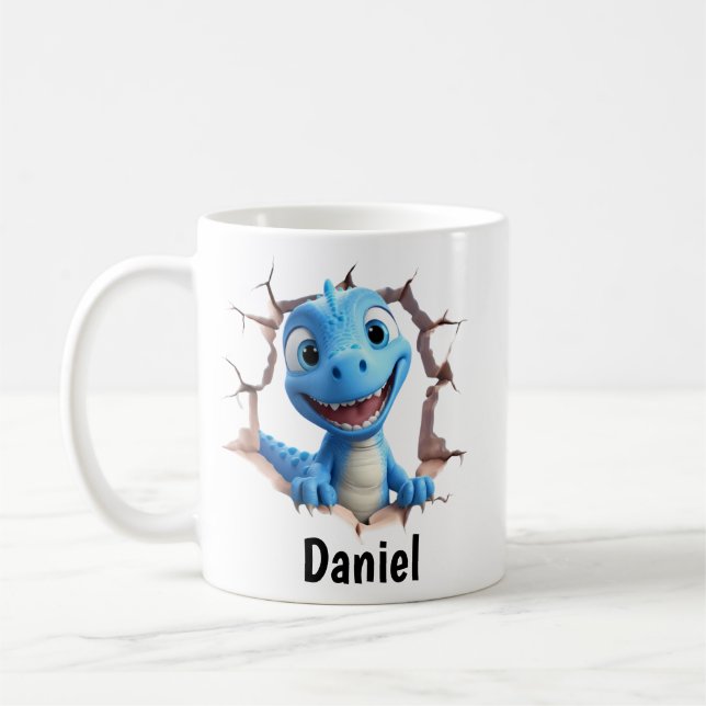 Personalized Blue Dinosaur Mug | Kids Gift (Left)