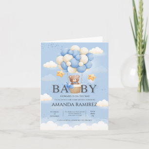 Personalized Blue Elephant Baby Shower Invitation