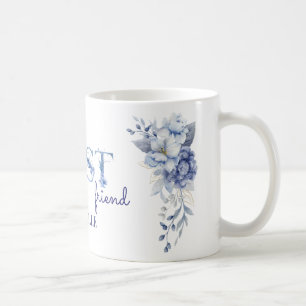Personalized Blue Floral Mug, Best Friend Custom N Coffee Mug