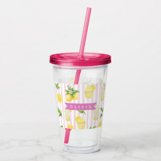 Personalized Blue Folk Floral Nordic Custom Acrylic Tumbler