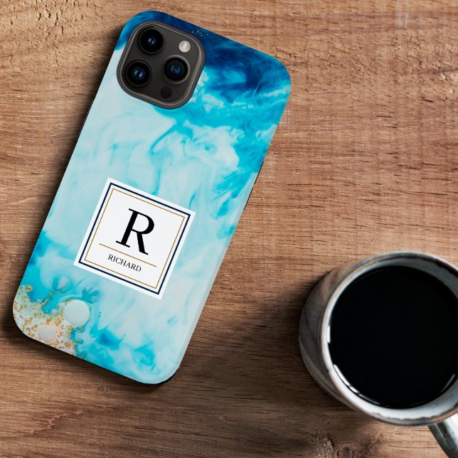 Personalized Blue Marble Monogram iPhone Case (Creator Uploaded)