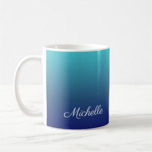 Personalized blue ombre gradient coffee mug