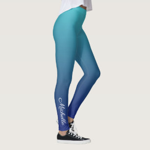 Personalized blue ombre gradient leggings