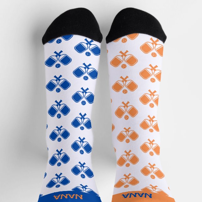 Personalized Blue Orange Odd Pickleball Socks (Top)