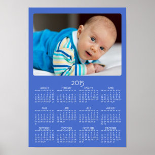 Personalized Blue Poster Yearly Calendar 2015
