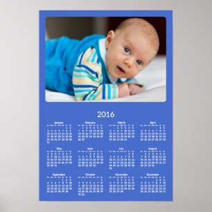 Personalized Blue Poster Yearly Calendar 2016