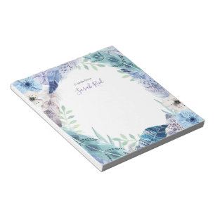 Personalized blue purple boho watercolor Notepad