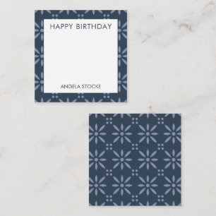 Personalized Blue Retro Flower Card