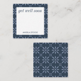 Personalized Blue Retro Flower Card